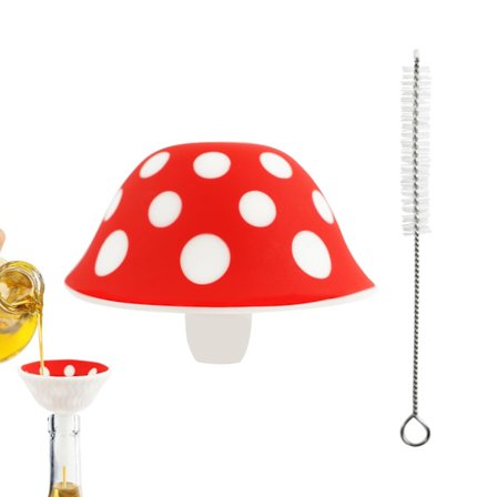 Rød Sopp Silikontrakt – Liten Sammenleggbar Mini Trakt for Kjøkkenbruk Fylling av Små Flasker Kule Kjøkkenredskaper