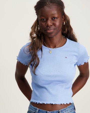 Tommy Hilfiger ESSENTIAL RIB TOP SS Blauw Tops/blouses Meisjes - Kids Brand Store