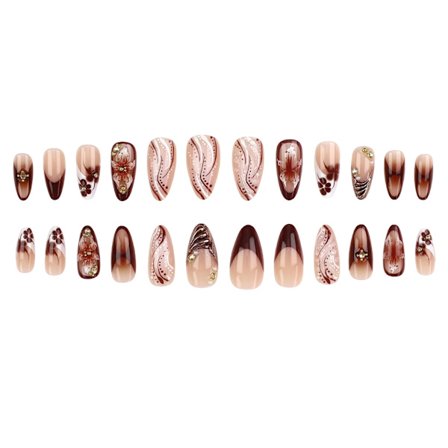 3D Skulpterad Blomma Lösnagel ABS Press På Nagel Långvarigt Blommönster