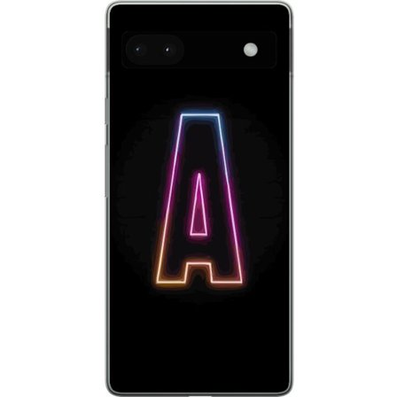 Kompatibel Mobilcover til Google Google Pixel 6a Minimalistisk neonbogstav A i regnbuefarvet lys mod sort baggrund i moderne typografisk stil