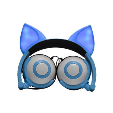 Lasten kuulokkeet ihastuttavilla LED-vilkkuvilla kissankorvilla sininen