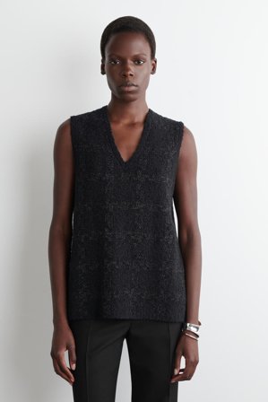 COS Damen Bouclé-Strickpullunder - Schwarz