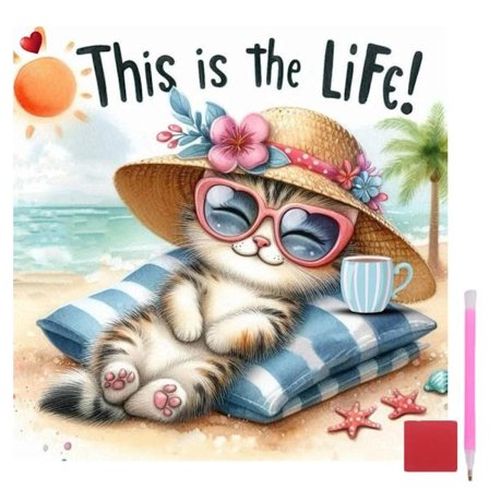 Diamond Art Kits til voksne, 5D Søde Kat Diamantmaleri Kits til voksne begyndere, DIY Fuld Runde Bor Seaside Gem Kunst Håndværk til Hjem Vægindretning