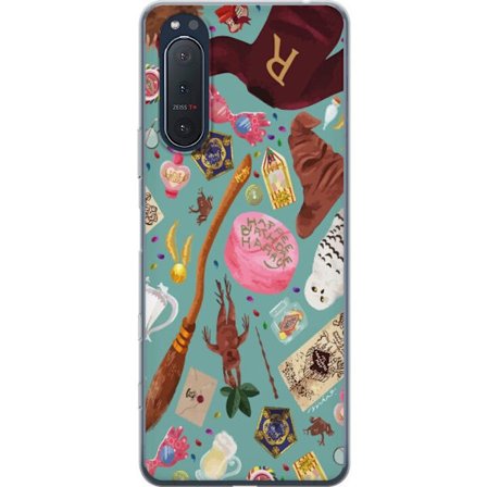 Yhteensopiva Puhelinkuori Sony Sony Xperia 5 II Maaginen kuvaus velhon sauva, hatun ja mielikuvituksellisten esineiden kanssa leikkisässä satumaises