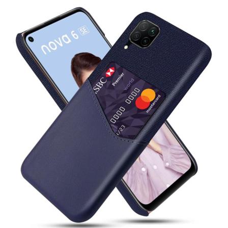 Huawei P40 Lite - Skal Med Plats För Kort - Mörk Blå Darkblue Mörk Blå