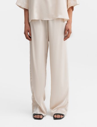 Ahlvar Gallery Ayla Satin Trousers - Cream - XL x 83