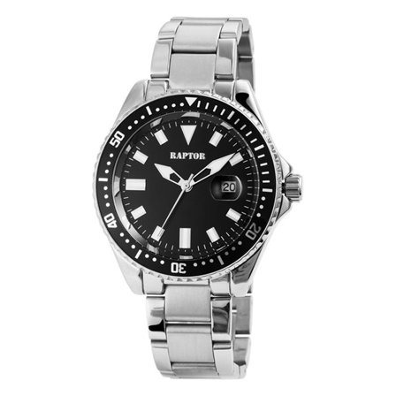 Raptor Serious Herreur med stållænke / Armbåndsur i sølv/sort