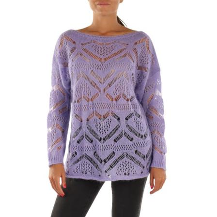 Manila Grace Round-neck Strik Lilla, Dame Striktrøjer