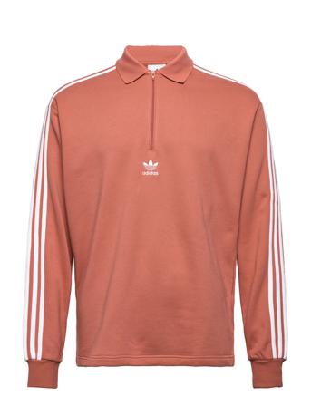 Adicolor 3-Stripes Long Sleeve Polo Sweatshirt Sweatshirt Trøje Rød Adidas Originals