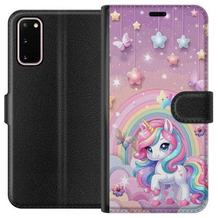 Kompatibel Tegnebogsetui til Samsung Galaxy S20 Magisk enhjørning med regnbue manke, stjerner og sommerfugle mod en pastelfarvet himmel med skyer