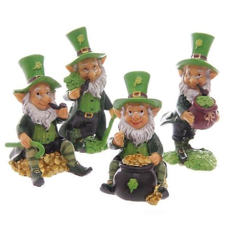 Roliga Mini Samlarobjekt Leprechaun Figurer Gotisk Fantasy New Age (FMY)