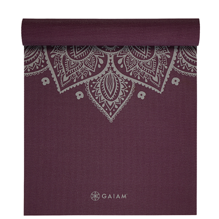 Gaiam Midnight Plum Sundial Flower Yoga Mat 5 mm