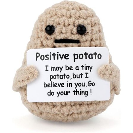 Mini rolig positiv potatis, 3 tum stickad potatisleksak med positivt kort Kreativ söt ullinspirerande potatis virkad docka Cheer Up-gåvor till vänner