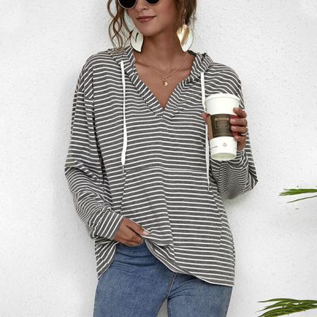 Dam Hoodies Med V-ringad Baggy Hooded Toppar