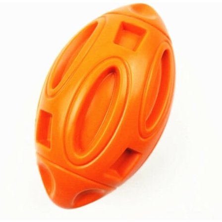 Gummi Hvalpe Tyggbold med Pivelyd, Næsten Uforgængelig og Holdbart Kæledyrslegetøj til Mellemstore og Store Racer (Orange)