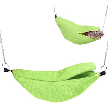 A/A Lemmikkihamsterin sänky, riippuva banaanin muoto, lämmin lemmikin riippumatto, hamsteri, fretti, orava (vihreä)