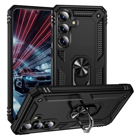 SKALO Samsung S25 FE Armor Metallirengas Suojakuori - Musta