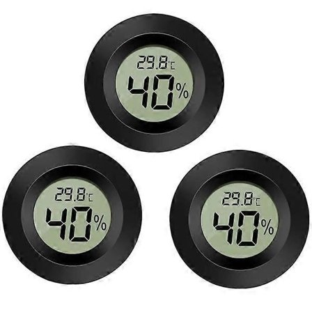 3-pakning LCD digitalt hygrometer termometer, innendørs utendørs fuktighetsmåler Temperaturmåler for luftfukter Avfukter Drivhus kjeller Barnerom