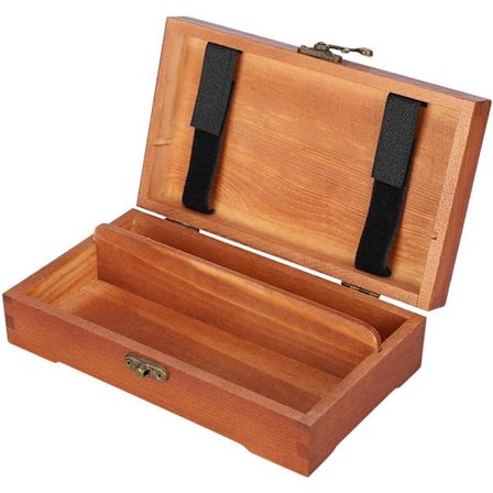 Træ blyantæske, trææske med hængslet låg, massiv træ skitse