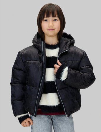 Calvin Klein Ck Logo Aop Puffer Jacket - Black - 152