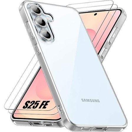 Skyddsskal - BOOLING - för Samsung Galaxy S25 FE - Transparent silikon - Stötdämpande - 2 glas