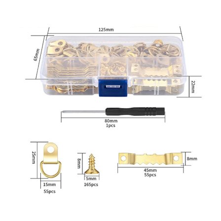 Taulukehyksen koukku, 277 osaa taulun ripustussetti, ruuveilla,