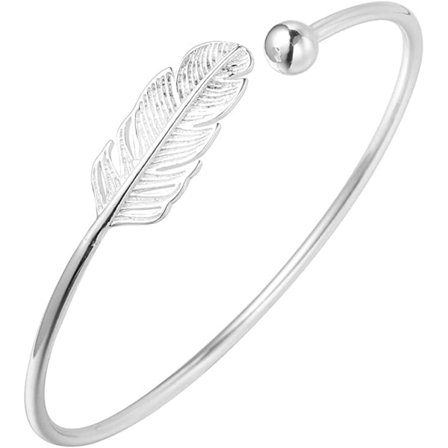 925 Enkelt Etnisk Bohemsk Fjær Åpning Ornament Armbånd