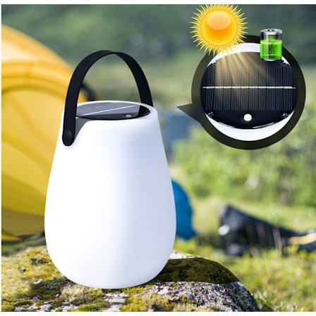 Stor genopladelig batteridrevet udendørslampe med fjernbetjening - dæmpbar