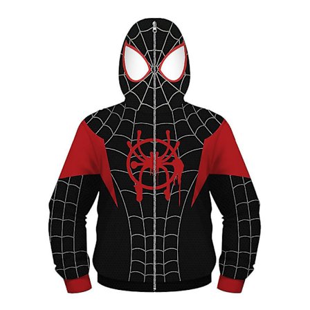 Børn Drenge Spider-man Hættetrøjer Hætte Zip Jakke Top Overtøj Fans Gave Sort Mil ILX Sort Mil