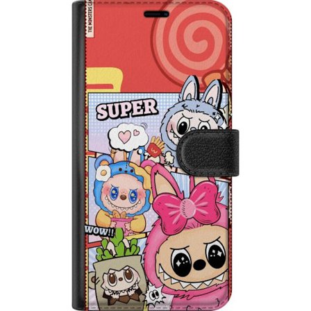 Kompatibel Tegnebogsetui til Motorola Moto E14 Pop Mart Labubu Monstrene farverig collage illustration kawaii design med søde karakterer samlerstil o