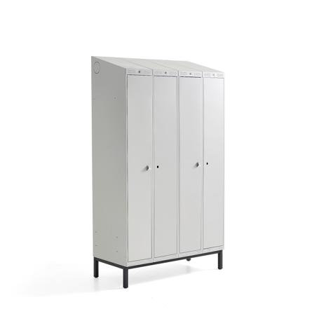 Doppelspind CLASSIC COMBO mit Beingestell, 4 Türen, 2100 x 1200 x 550 mm, blau