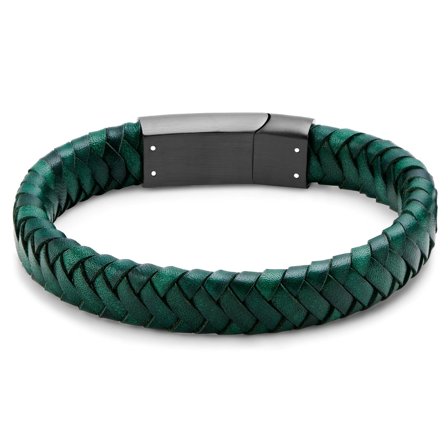 Grünes geflochtenes Lederarmband für Männer - Lederarmbänder