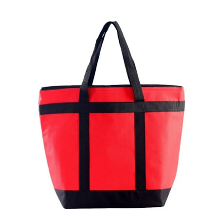 Stor isoleret tote taske med aluminiumsfolieforing - rummelig 55x43x20cm til pendling, picnic og shopping Red