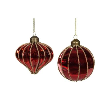 Julgranspynt Glaskula Melody Röd Mix 8cm 4-pack