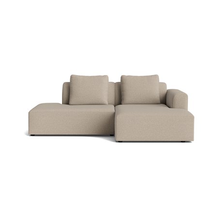 Como Lille Chaiselong Sofa, Højrevendt Open End - Aurora Beige - 226x155x83cm - Med 2 Rygpuder & Håndlavet i Europa - Chaiselong Sofa