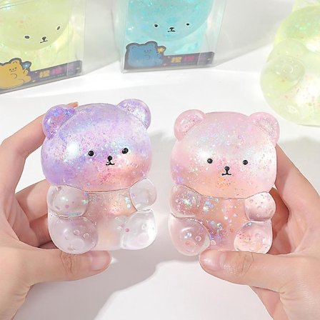 1 pakke Teddy Bear (tilfeldig farge) Myke leker 3D Squishy leker Stressavlastning Squeeze leker Fidget leker fo