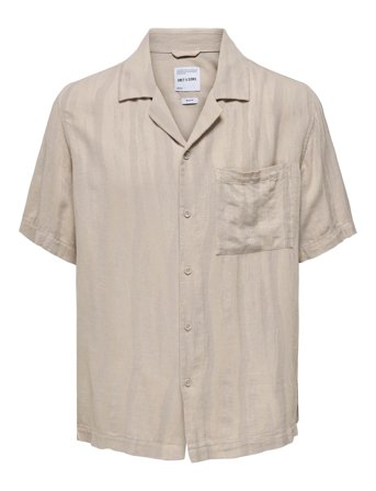 ONLY & SONS Onsrobert Ss Resort Linen Shirt 0253 - Beige - XL