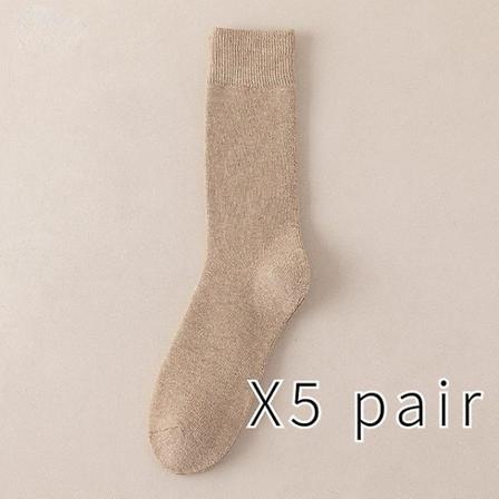 Vinterfrottéstrumpor för män Plus Size Tjock Varm Harajuku Retro Plus Velvet Cotton Casual Långa strumpor 5 Par-c2,eur Storlek 39-46 Khaki Uniform 