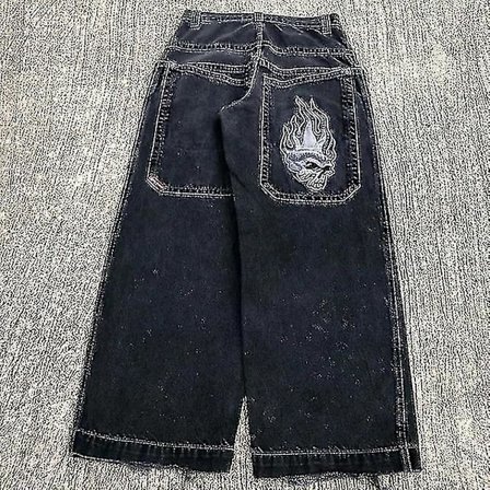 Baggy Jeans Hip Hop Rock Broderimønster Mænd Kvinder 2024 Ny Mode Streetwear Retro Harajuku Høj Talje Bred Ben Jeans