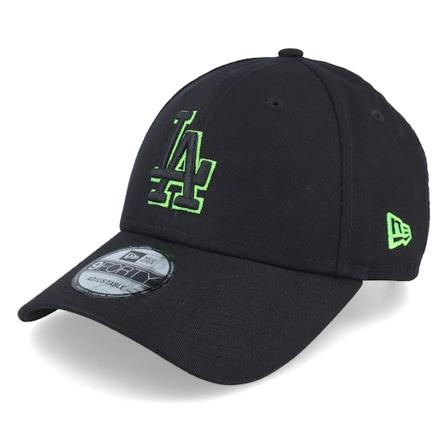 New Era - MLB Svart adjustable Caps - Los Angeles Dodgers Neon Outline 9FORTY Black/Cyber Green Adjustable @ Hatstore