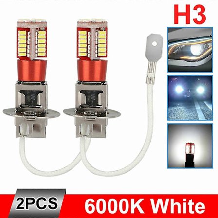 2 STK H3 LED Tågelygtepærer Konverteringssæt Super Lys Canbus 6000K Hvid 100W
