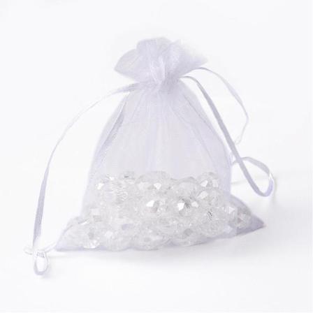 20 Stora Handsydda Vita Organza Påsar C:a 13 X17 Cm.