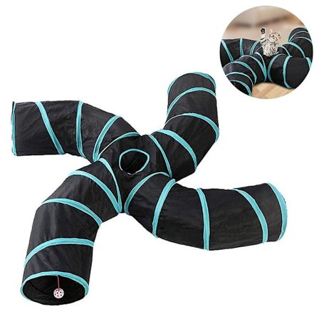 Kattetunnel Legetunnel til kæledyr Sammenklappelig terningtunnel Legetøj til katte