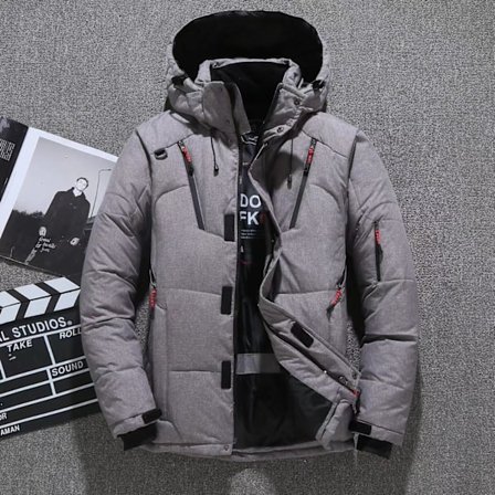 Herre Dunjakke Vinter Parka Hetteløs Utendørs Tykk Varmt Overdimensjonert Mote 2024 Glidelås Lukking Dunjakke