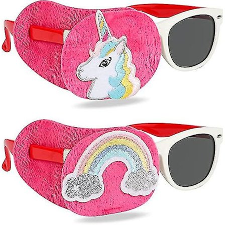 Barneøyelapp 2 stk, Høyre øye medisinsk øyelapp For amblyopi ortoptist voksne og barn, Enhjørning øyelapp dekker Briller Øyelapper