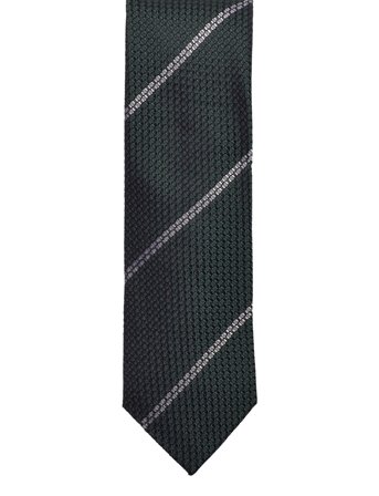 AN IVY | Green White Striped Grenadine Tie | ONE SIZE