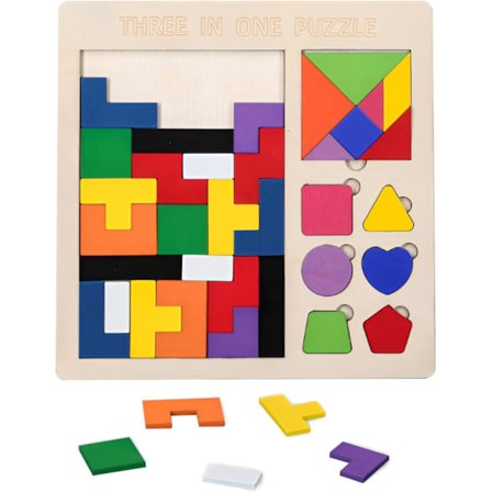 Tangram Kids Träpussel Montessori Spel 3 4 5 6 År Pussel Barn 3 4 5 6 År Present Pojke 3-6 År Leksaker Barn 3-6 År Pedagogiska Spel