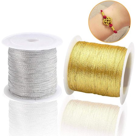 Metalltråd for håndverk 2 ruller Sølv Gullfarget Metallisk Snor Gullfarget Metallisk Spole Metallisk Tau for gaveinnpakning