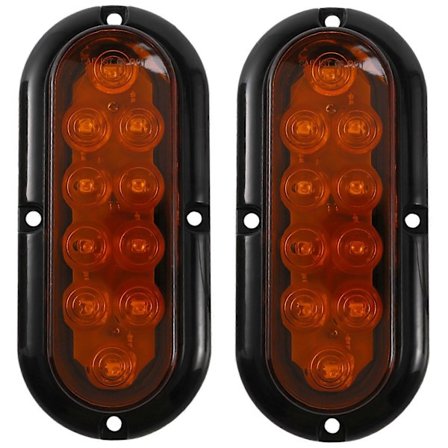 2 st Ovala Avlånga 6-tums Ytmonterade LED Broms Stopp Blinkers Bakljus Släpvagn Lastbil Husbil Förseglat Gult Släpvagns Bakljus
