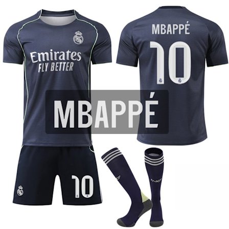25-26 Real Madrid CF Udebane NO.10 MBAPPE Sæt Børn Voksen Fodboldudstyr med Sokker